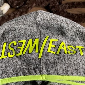 Gray and green East/west hoodie